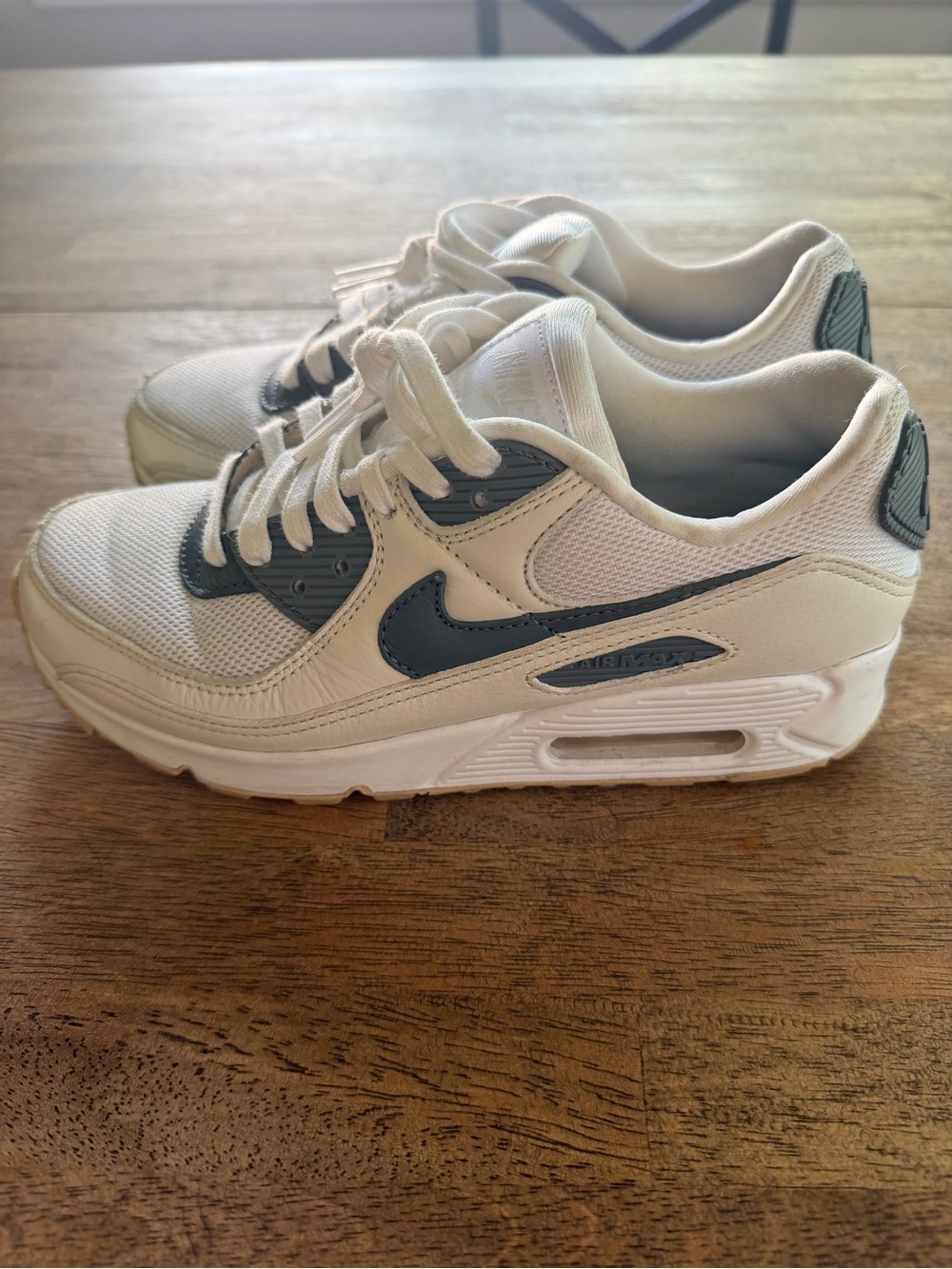 Nike Air Max 90 Women's Athletic Sneakers in White and Gray-Blue